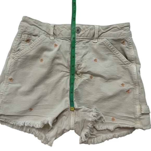 AMERICAN EAGLE Tan Flower Embroidered Highest Rise 90s Boyfriend Short Size 0 - Picture 6 of 7